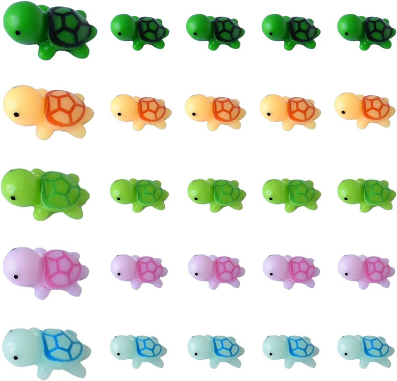Yuronam 50 PCS Mini Turtle Miniature Sea Turtle Tiny Plastic Turtle Figurines for Garden Miniature Moss Landscape Decoration (Multi Colors) - Image 1